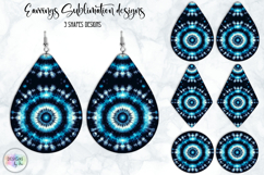 Boho Mandala Earrings Sublimation, Tie Dye Effect Design Product Image 1