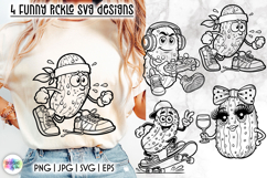 Funny Pickle SVG Designs, Cute &amp; Grumpy Pickle Characters Product Image 1