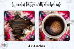 Abstract Wooden Coaster | Alcohol Ink Square Coaster Design Product Image 1