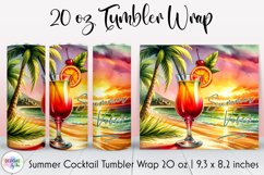 Summer Cocktail Tumbler Wrap, Tropical Summer, Summer Vibes Product Image 1