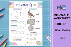 Letter q letters printable alphabet tracing worksheet Product Image 1