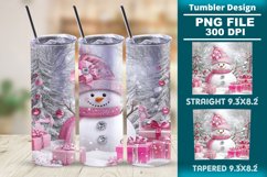 Pink Christmas snowman 20oz tumbler wrap design Product Image 1