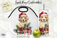 Watercolour Puppy Lunch Bag Print | Christmas Lunch Bag Product Image 1