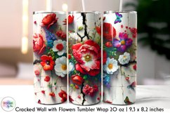 3D Cracked Wall Flowers Tumbler Wrap, Floral Tumbler Design Product Image 1