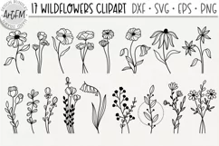 Line art flowers bundle