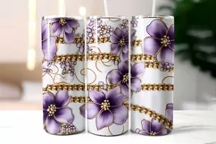 Floral Tumbler Wrap | Elegant Floral Silk Fabric Texture Product Image 2