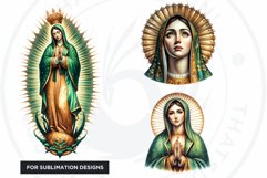 Green Lady of Guadalupe Clipart PNG Bundle, christian Product Image 4