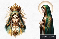 Green Lady of Guadalupe Clipart PNG Bundle, christian Product Image 6