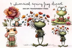 Whimsical Spring Frog Clipart PNG Product Image 1