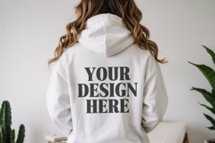 White Gildan 18500 Hoodie Mockup ,Cozy Unisex Sweatshir Product Image 1