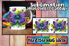 Whimsical charm 11oz 15oz mug wrap, Butterfly Product Image 1
