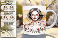 Stunning 11oz Mug Wrap Png Artwork , Beauty Woman Product Image 1