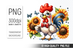 Cute Chicken, Animal Sublimation Clipart PNG Product Image 1