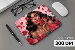 Afro Girl / Woman braided hair Mouse Pad, Black Queen PNG Product Image 1