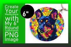 Radiant Dog Round Design Keychain Sublimation Pattern Product Image 1