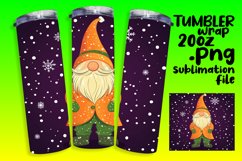 Festive Gnome Tumbler Wrap 20oz Sublimation PNG Product Image 1