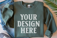 Dark Heather Gildan 18000 Folded Flat Lay Mockups Product Image 1