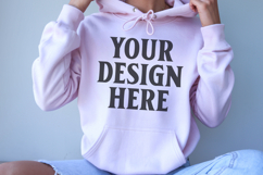 Light Pink Gildan 18500 Hoodie Mockup, G18000 Hoodie Mod Product Image 1