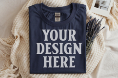 Navy Gildan 5000 Flat Lay Tshirt Mockup, G5000 mockups Product Image 1