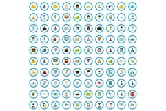 100 initiation icons set, flat style Product Image 1