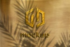 Golden Logo Mockup With Leaves Shadow Effects Product Image 1