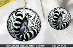 Lemur Stained Glass Ornament PNG, Digital Download File Product Image 1