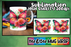 Lovely escapes 11oz 15oz mug wrap, Butterfly Product Image 1
