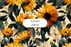 Bold Sunflower Seamless Pattern with Brushstroke Texture Product Image 1