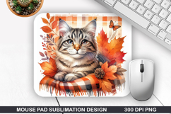 Cat Mouse Pad Sublimation, Autumn Mouse Pad PNG Design Product Image 1