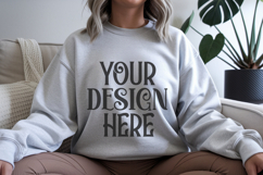 Sport Grey Gildan 18000 Mockup, Sweatshirt Crewneck Mockups Product Image 1
