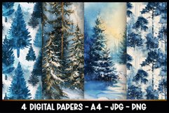 4 Winter Digital Papers I Christmas Junk Journal Pages Product Image 1