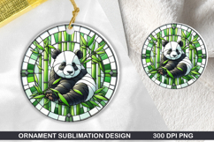Panda Stained Glass Ornament PNG, Sublimation PNG Design Product Image 1