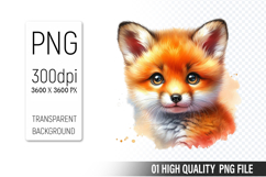 Cute Baby Fox, Animal Sublimation Clipart PNG Product Image 1