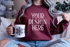 Christmas Gildan 18000 Maroon Crewneck Sweatshirt Mockup Product Image 1