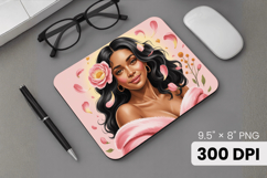Afro Girl / Woman braided hair Mouse Pad, Black Queen PNG Product Image 1