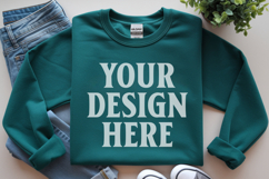 Dark Heather Gildan 18000 Folded Flat Lay Mockups Product Image 1