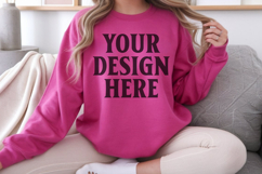 Gildan 18000 Heliconia Mockup , Crewneck Sweatshirt Boho Product Image 1