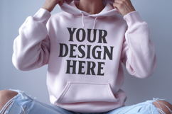 Light Pink Gildan 18500 Hoodie Mockup, G18000 Hoodie Mod Product Image 1