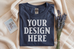 Navy Gildan 5000 Flat Lay Tshirt Mockup, G5000 mockups Product Image 1