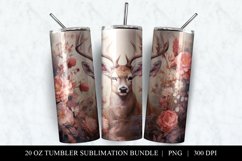 Watercolor Deer 20 oz Skinny Tumbler Sublimation PNG Product Image 2