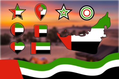 United Arab Emirates Flag Map and Icon Product Image 2