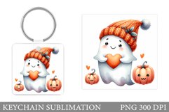 Cute Ghost Keychain Design. Cute Halloween Keychain Product Image 1