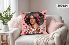 Afro Girl /Woman braided hair Pillow Design, Black Queen PNG Product Image 1