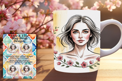 Stylish 11oz Mug Wrap Png Design , Beauty Woman Product Image 1