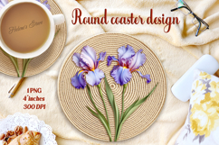 Delicate vintage floral round coaster sublimation design png Product Image 1