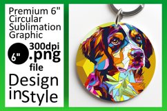 Elegant Colorful Dog Round Design Keychain Art Product Image 1