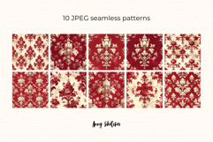 Red Toile de Jouy Digital Paper Kit Rococo Patterns Product Image 2