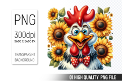 Cute Chicken, Animal Sublimation Clipart PNG Product Image 1