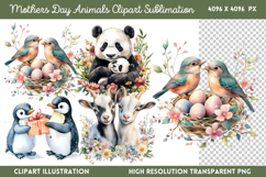 Mothers Day Animals Clipart PNG Product Image 1