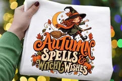 Autumn Spells & Witchy Wishes PNG, Cute Fall Witch Halloween Product Image 1